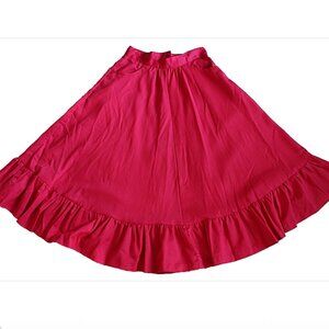 Vintage 1970s - Sting Bee Prairie Style Midi Skirt in color Red, Union Made - 14